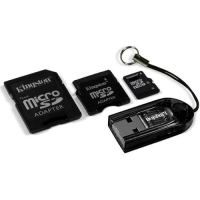 Kingston microSDHC Card 8Gb, Class 4 +2 адаптера + USB-ридер артикул 3381a.